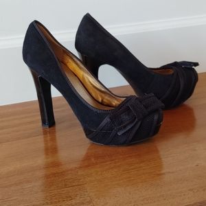 Bcbg black suede platform heels 9.5